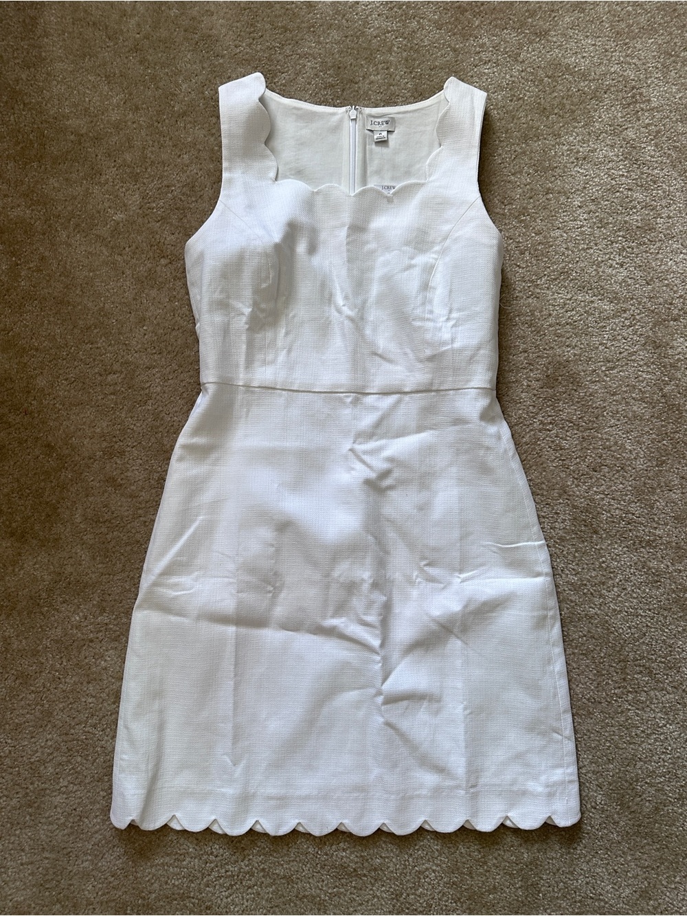 J Crew Factory Scallop Sheath Dress in White - Picture 2 of 5